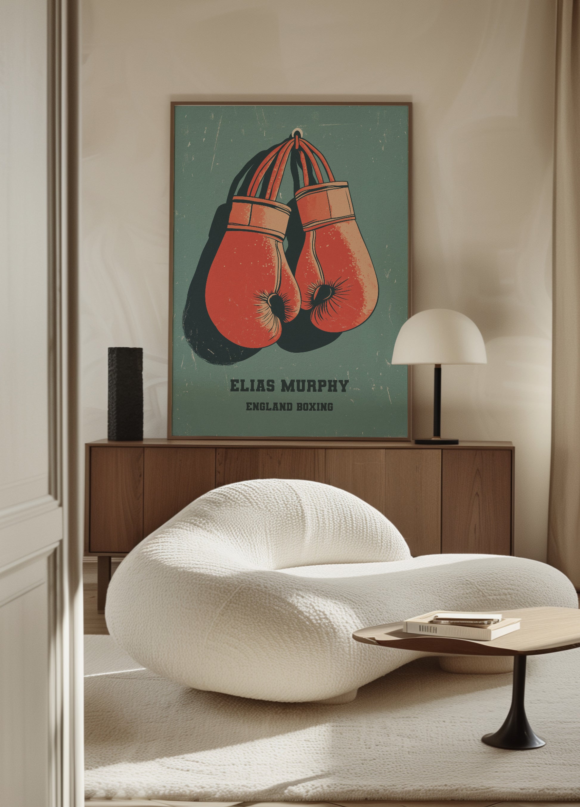 Plakat w stylu vintage rękawice bokserskie