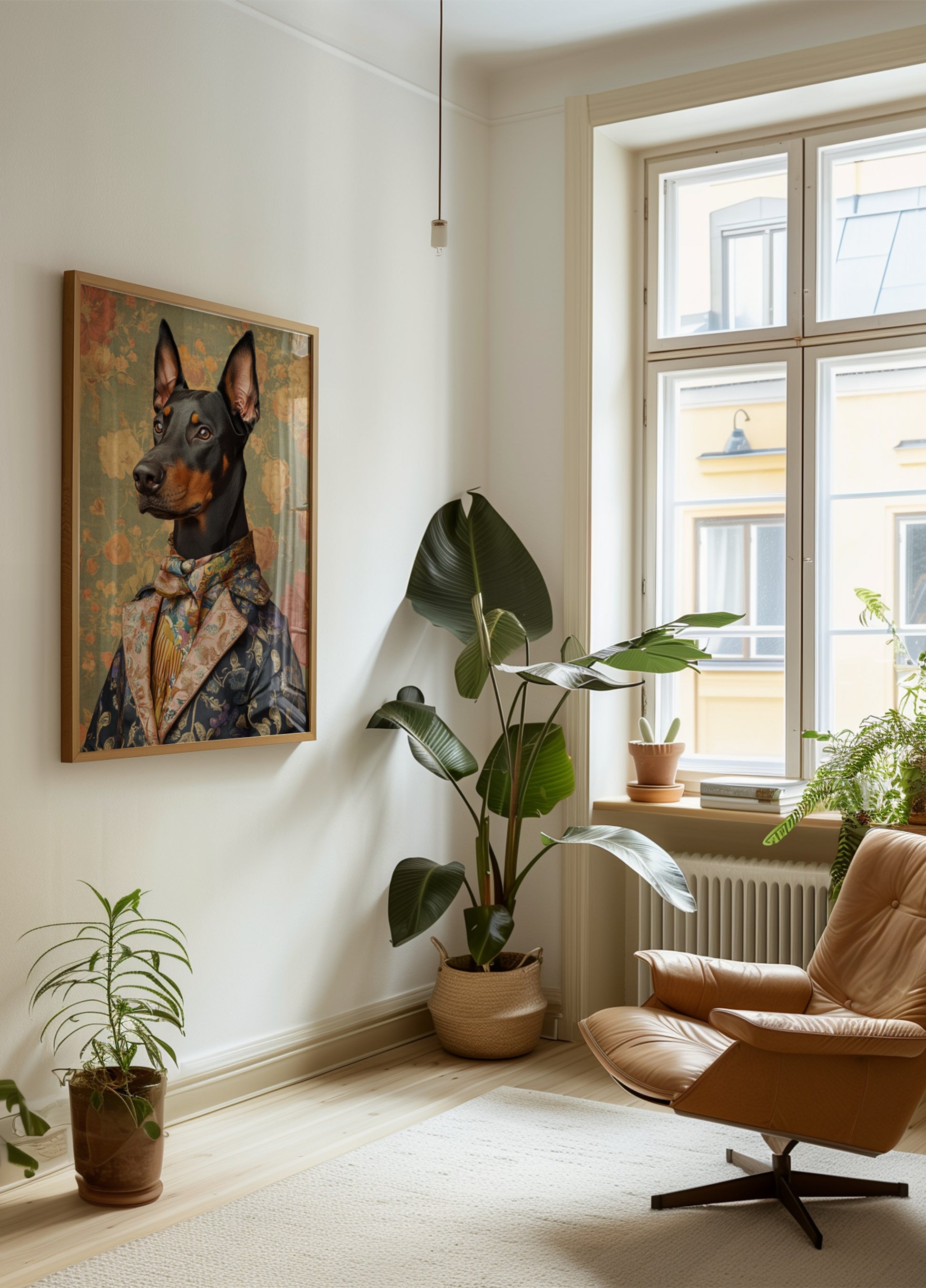 Elegancki dżentelmen doberman