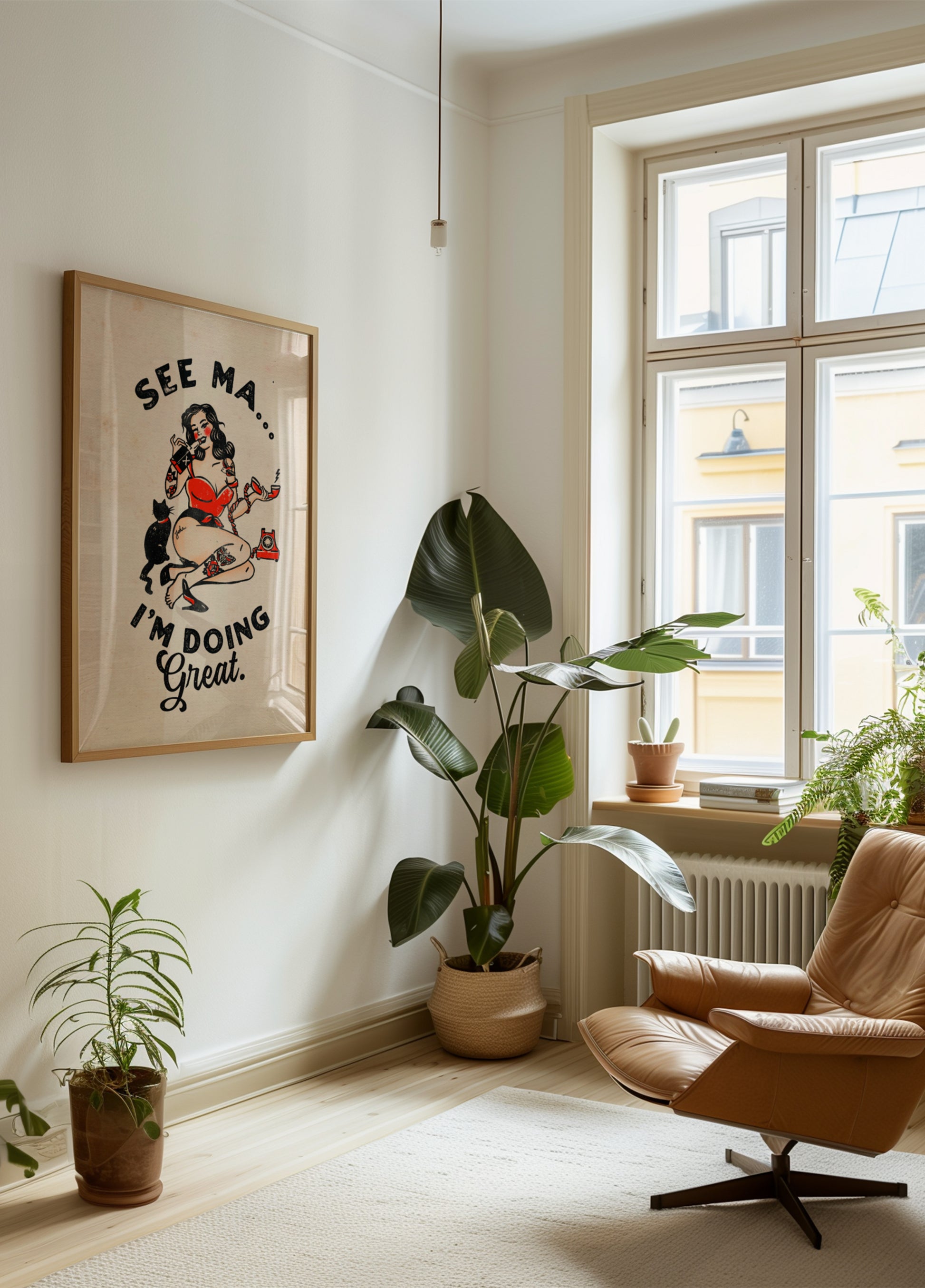 Zobacz plakat Ma Funny Vintage Pinup Girl & Cat