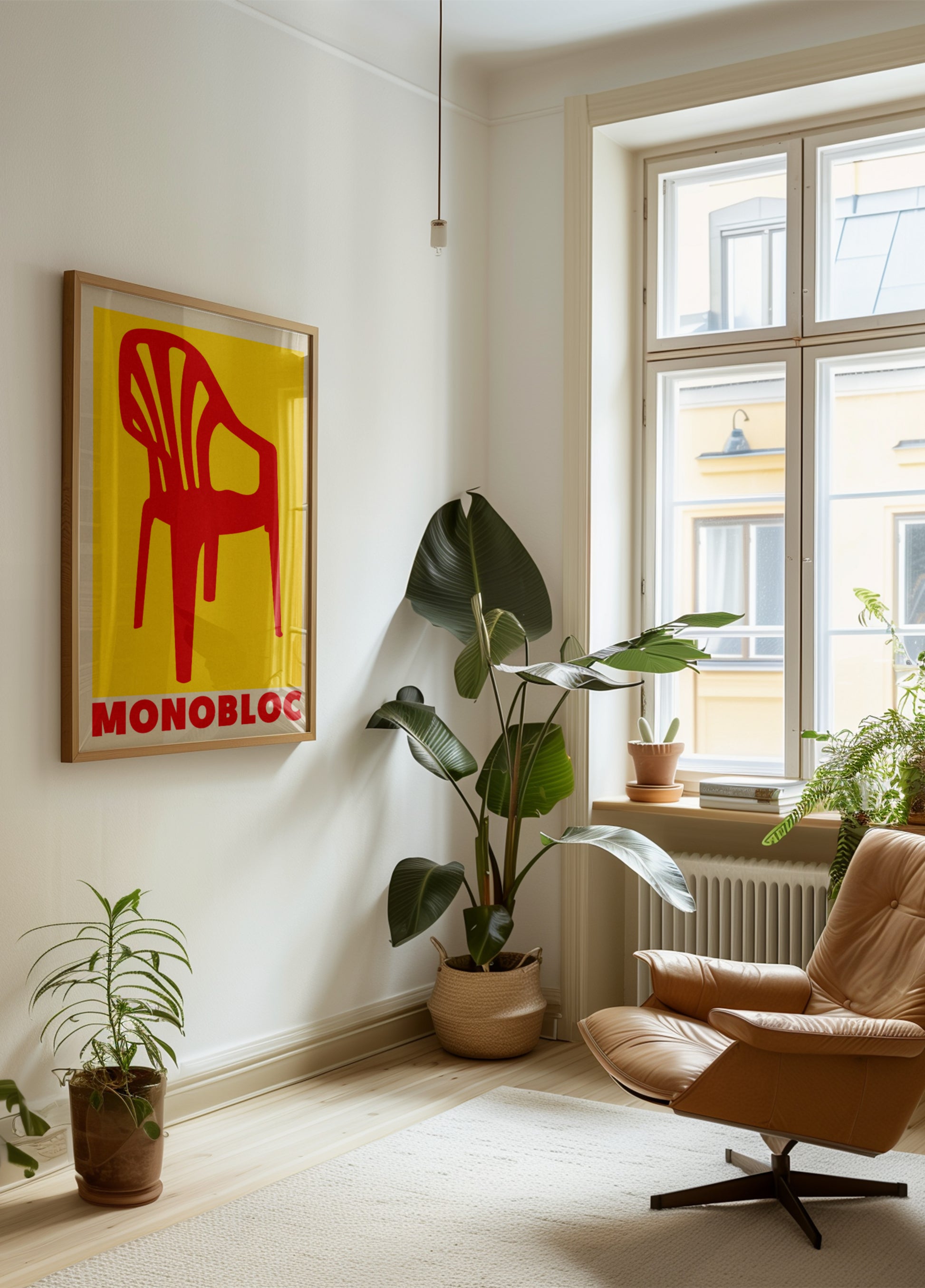 Czerwone krzesło monoblokowe