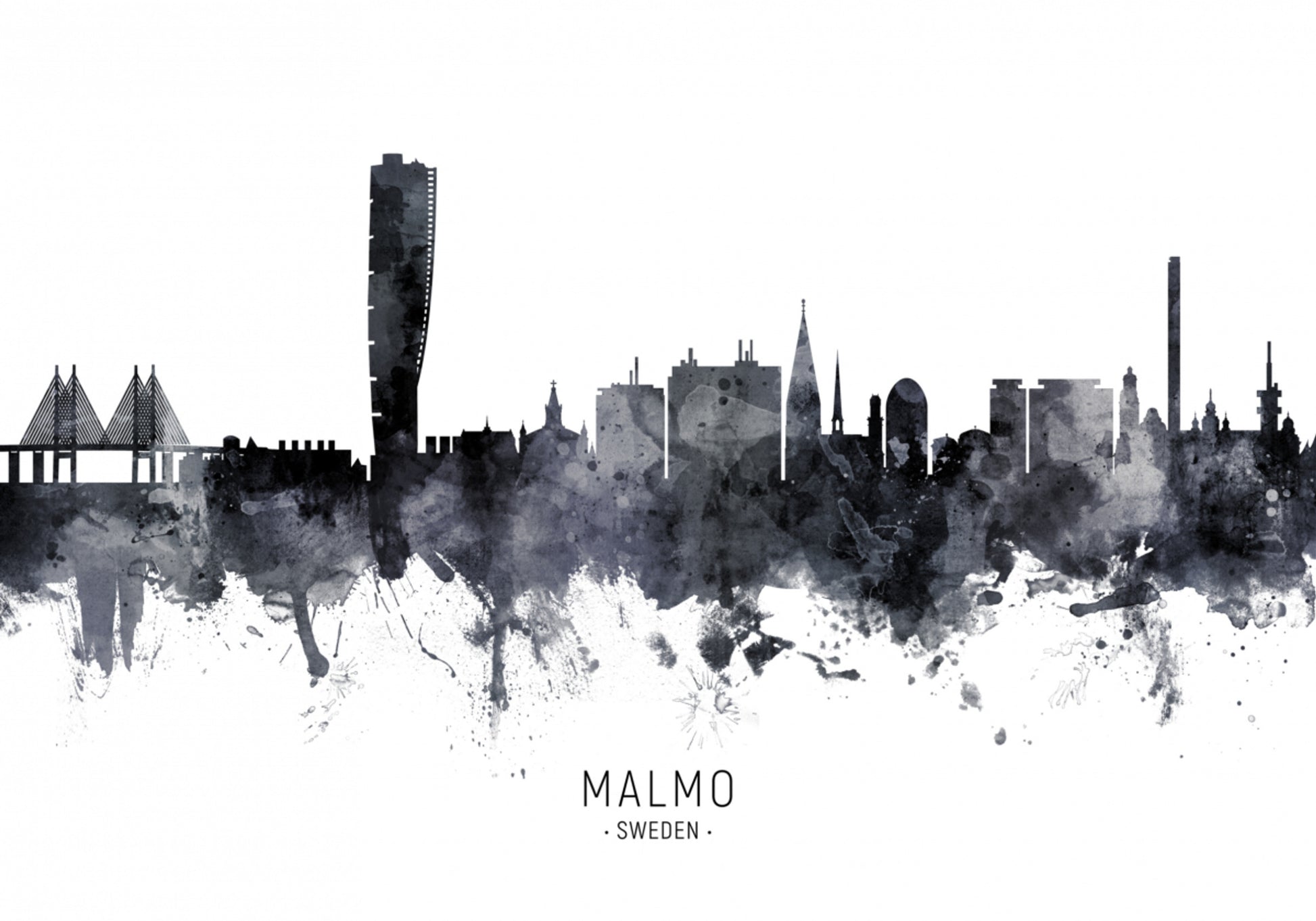 Akwarela panoramę Malmö