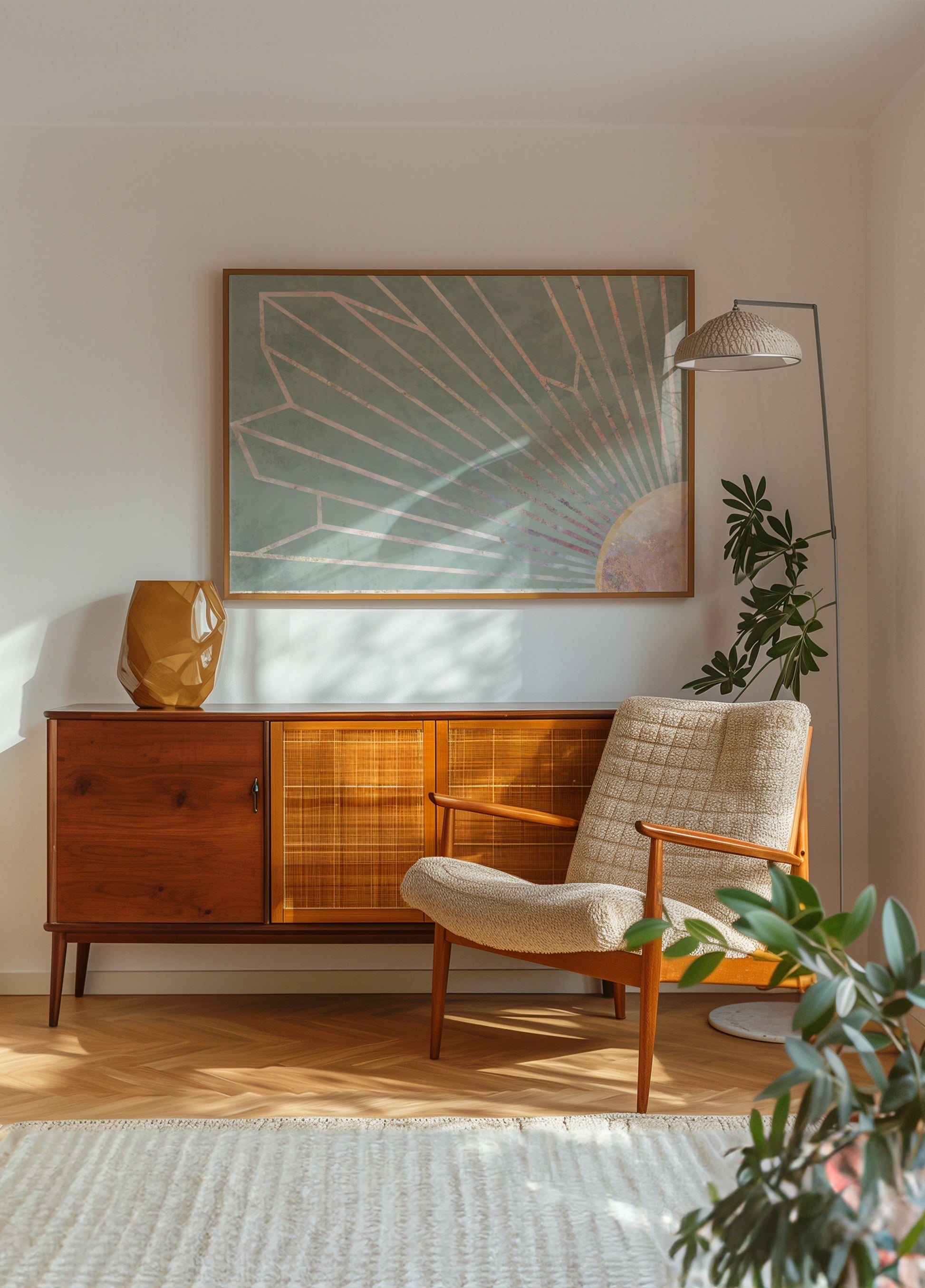 Elegancki geometryczny rozbłysk słońca