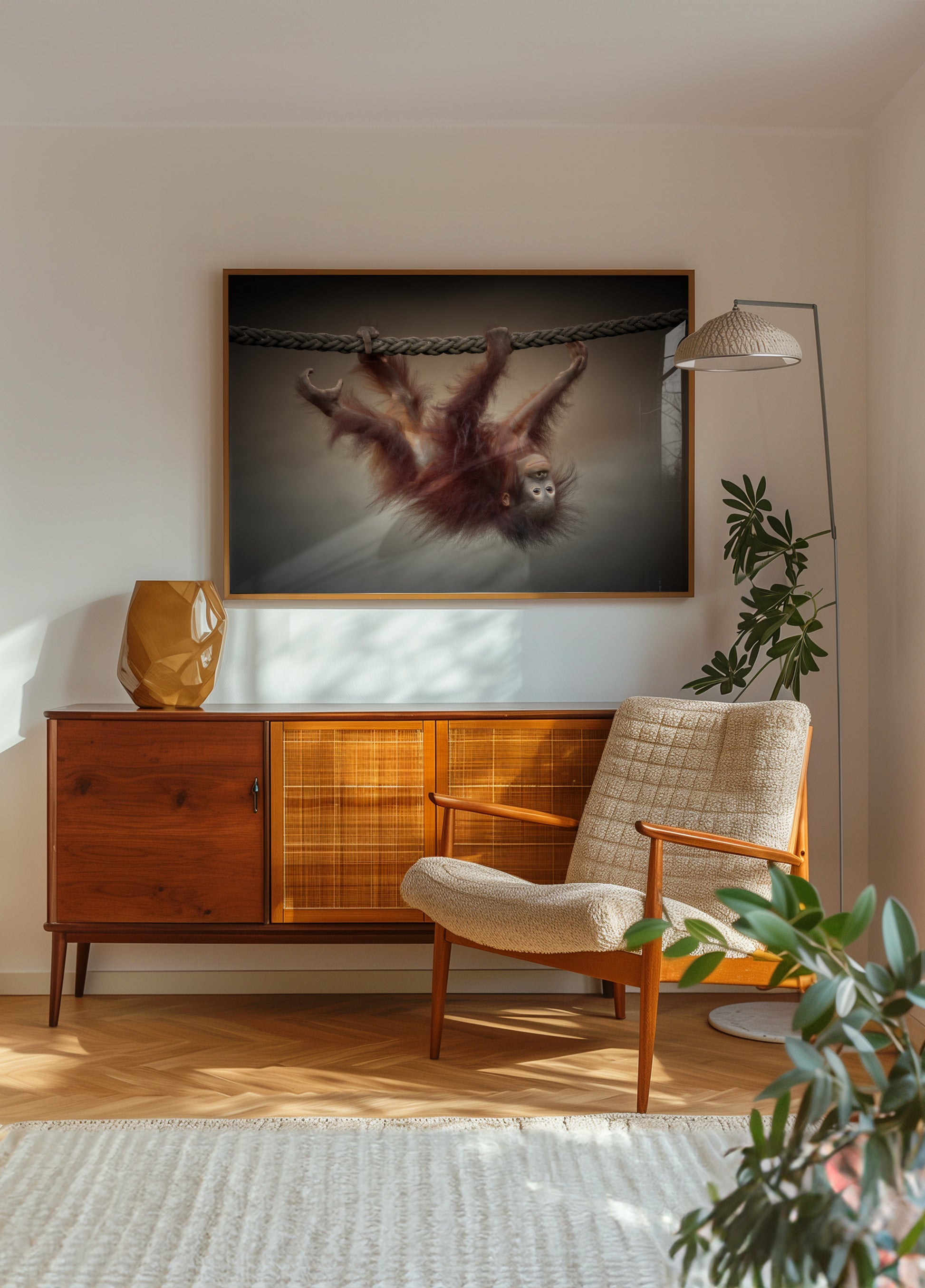 Zabawny mały orangutan