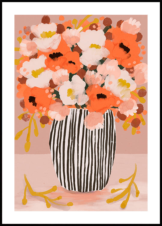 Striped Vase Blooms Plakat - Posterbox